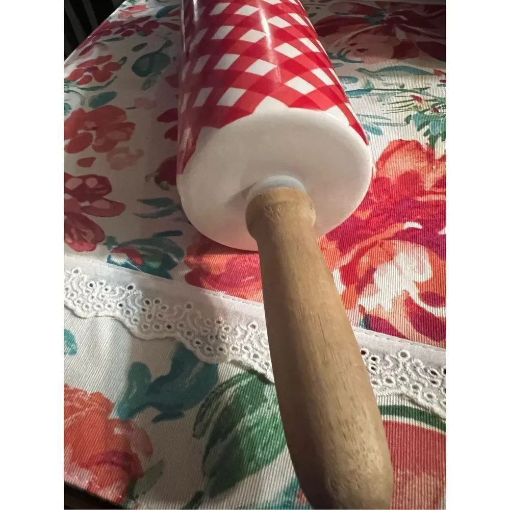 Unused Pioneer Woman Charming Check Rolling Pin Rare! - Picture 3 of 4